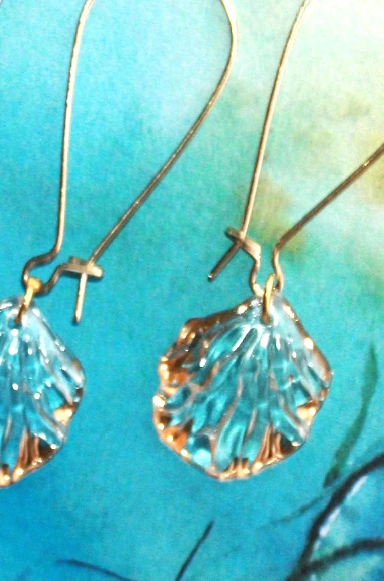 Brincos de concha transparente dourada novos criação – photo 2